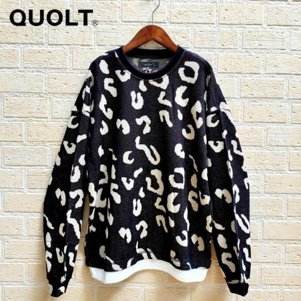 quolt（クオルト） 総柄 ドローコード付き レイヤード風 ニット 切替