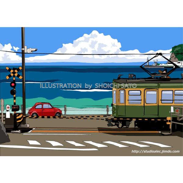 いつかの海岸線２ 湘南イラスト版画作品 Shhan Studio Alec 通販 Yahoo ショッピング
