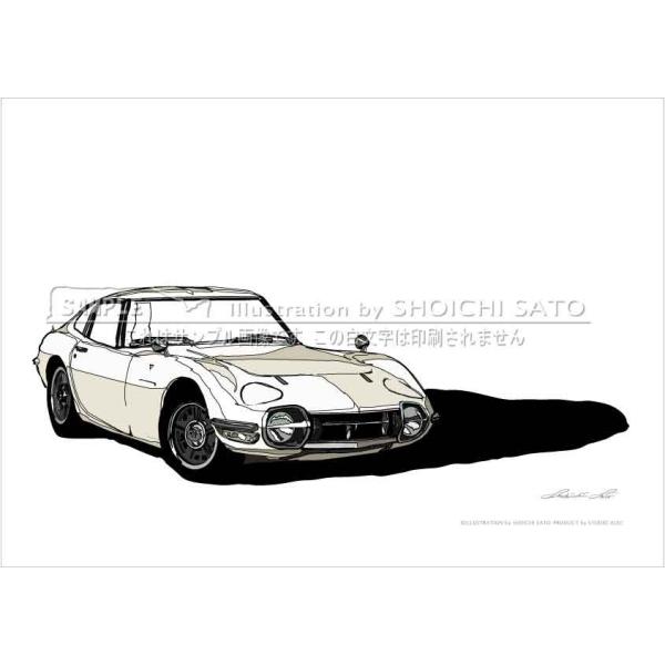 トヨタ 2000GT（ホワイト）」 イラストポスター（A4サイズ） : STUDIO
