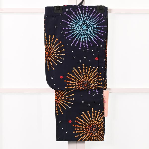 ジュニア浴衣/2401-5561/Misayama/105-4/140cm/紺/ゆかた/綿100％/単品/お仕立て上がり