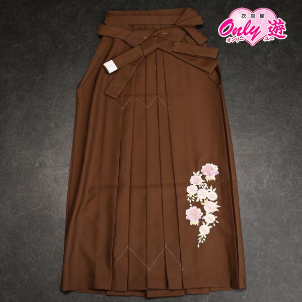 30【在庫処分品】【紐下102cm】女袴/102-438BN/レディース/大きいサイズ/3Lサイズ/トールサイズ/卒業時装/はかま/卒業式/単品/刺繍/茶