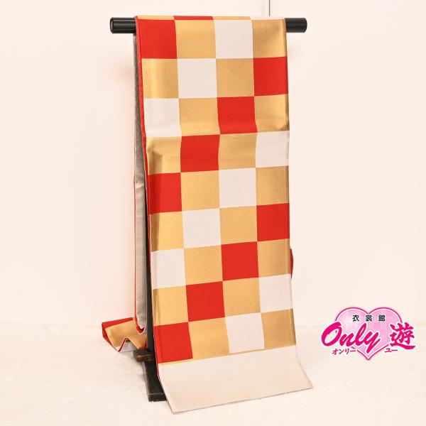 0553-0719/市松【在庫処分品】【少々難有り】【別誂えお仕立て付き】振袖用袋帯/25-1054NK/大光 謹製/袋帯/正絹/振袖用/西陣/六通/日本製25NK13240