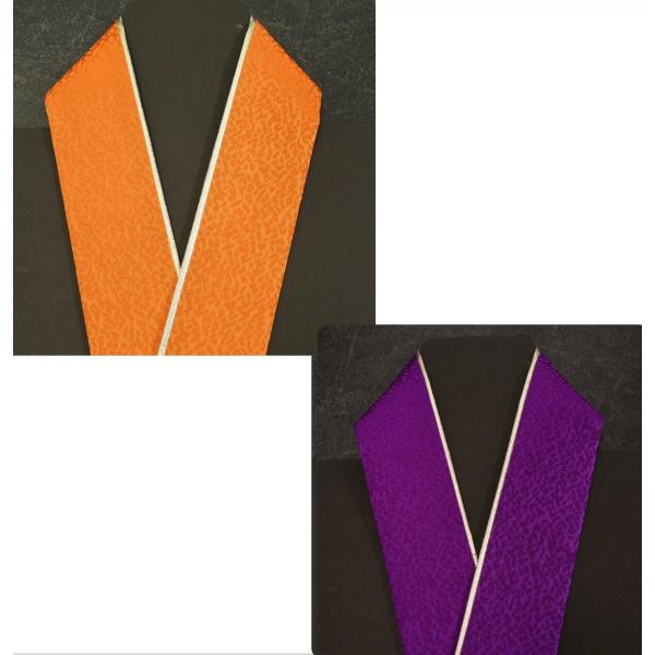【激安】81NK15010【在庫処分品】【少々難有り】重ね衿/正絹/裏金/振袖用/重ね襟/彪柄/からし/紫