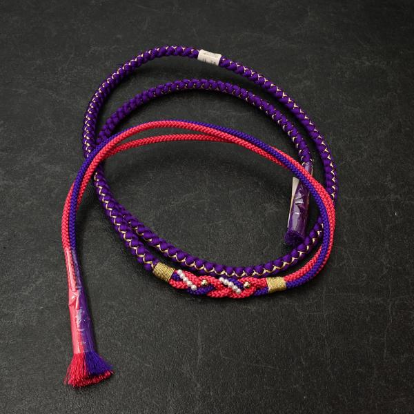 【激安】82NK25016【在庫処分品】【少々難あり】帯締め/振袖用帯〆/9016-2072/パール/正絹/二色四本バラ/手組み/丸組/丸打ち/Mサイズ/中国製/青紫