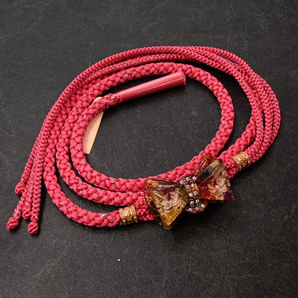 【激安】82NK40024【在庫処分品】【少々難有り】帯締め/振袖用帯〆/NTU1225-6/リボン飾り/正絹/組紐/手組み/丸打ち/M寸/中国製