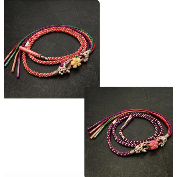 82NK40056【在庫処分品】【少々難有り】帯締め/振袖用帯〆/梅パール/2色四本バラ/組紐/手組み/丸打ち/並尺/絹/金属糸/中国製