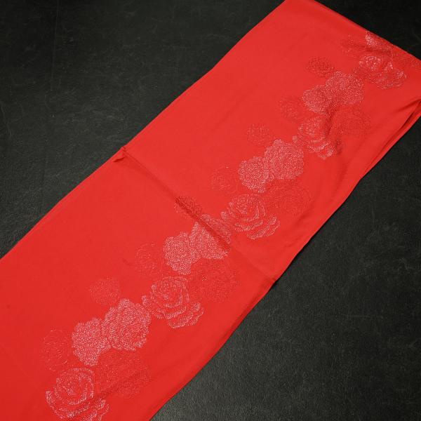 【激安】83NK40010【在庫処分品】【少々難有り】帯揚げ/銀通し帯揚/0426/バラ/バレンシアオレンジ/正絹/振袖用