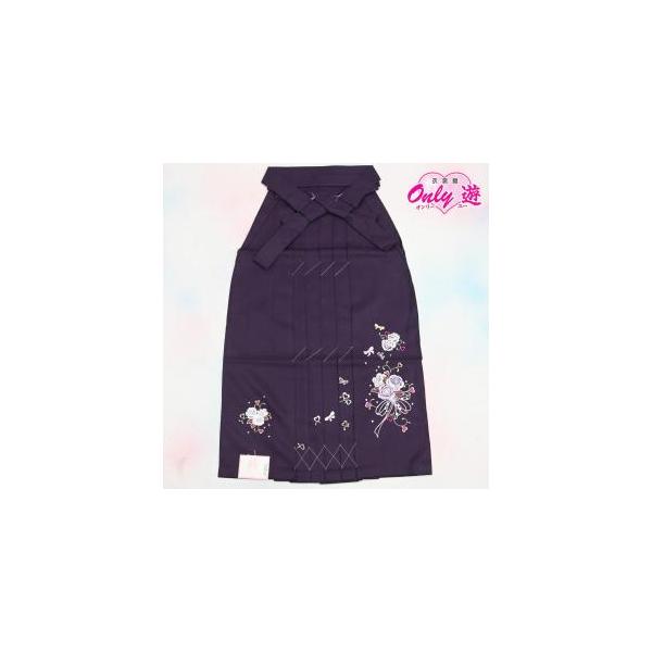 25【激安】【在庫処分品】【紐下87cm】女袴/袴単品/87-388BN/刺繍/リボン/濃紫/ディース/謝恩会/卒業式/女子用/はかま/S