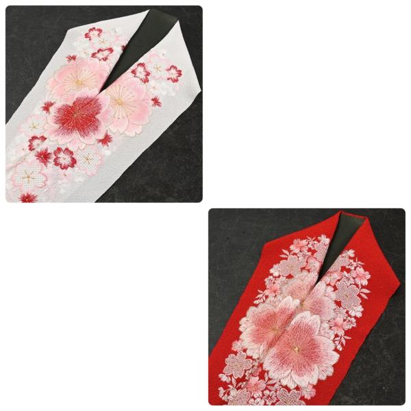 91NK25020/91NK25030【在庫処分品】【少々難有り】半襟/刺繍半衿/AS1808-5/2318-3/桜/刺繍/振袖用/正絹