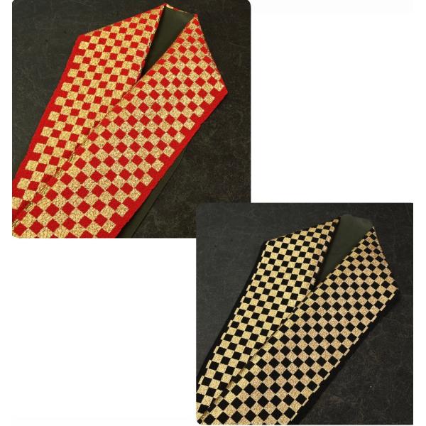 91NK35050【在庫処分品】【少々難有り】半襟/金彩半衿/9009-2026/金彩/市松/振袖用/ポリエステル/日本製