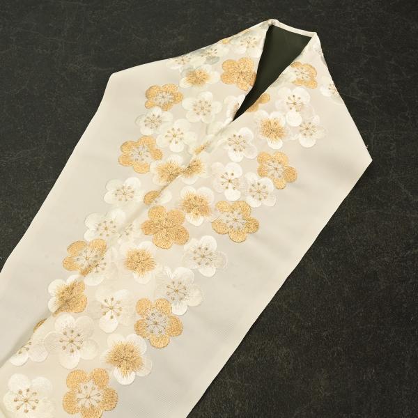 91NK35056【在庫処分品】【少々難有り】半襟/刺繍半衿/Silelly/シルエリー/梅づくし/刺繍/振袖用/白