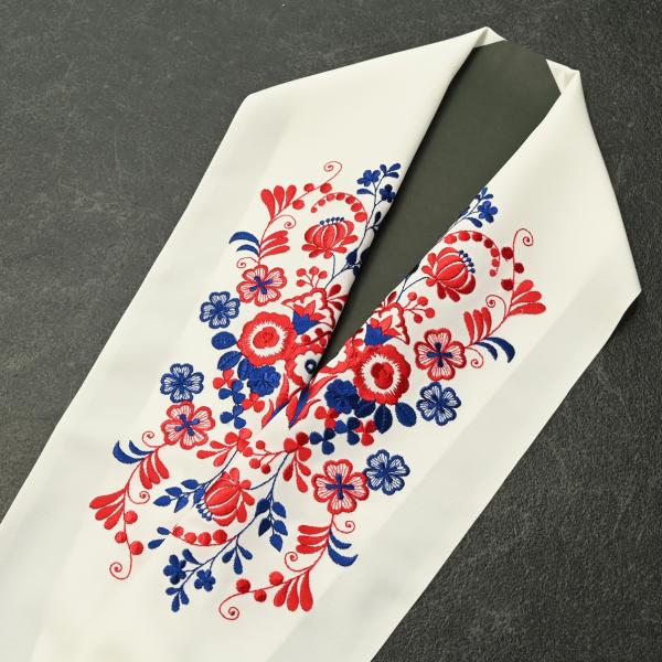 【激安】91RF35015【在庫処分品】半襟/刺繍半衿/Silelly/シルエリー/ボタニカル/新合繊/振袖用/刺繍/ポリエステル/白地/日本製