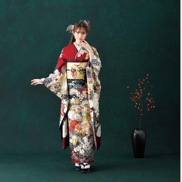 人気のエンジ振袖フルセット 赤・エンジ 振袖 | 岐阜・大垣・一宮で振袖レンタルなら三ツ星