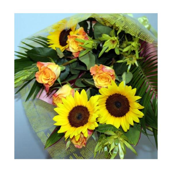 生花 花束  バラとヒマワリの花束【地域限定送料無料】