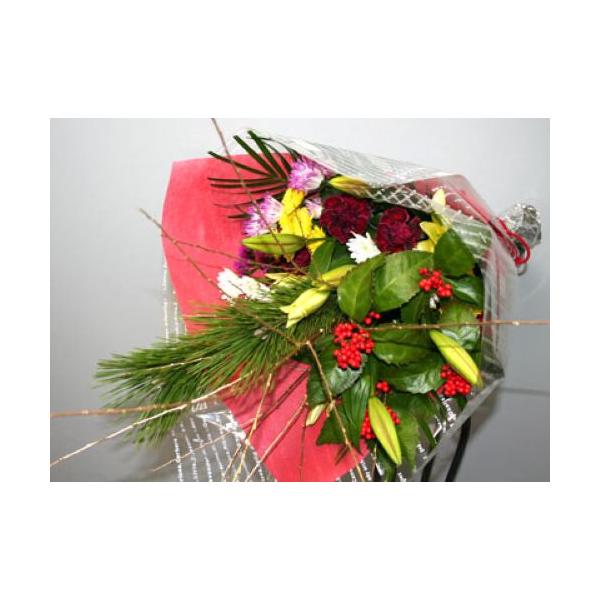 正月 迎春の花束  生花 フラワーギフト 花の贈り物 寿 お祝い 菊　床の間　ディスプレー　新年のごあいさつ