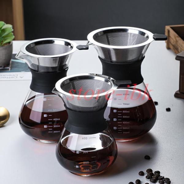 コーヒーサーバー コーヒーカラフェセット ステンレス コーヒードリッパー フィルター ポット コーヒー ドリッパー 400/600/800ml コーヒー器具セット