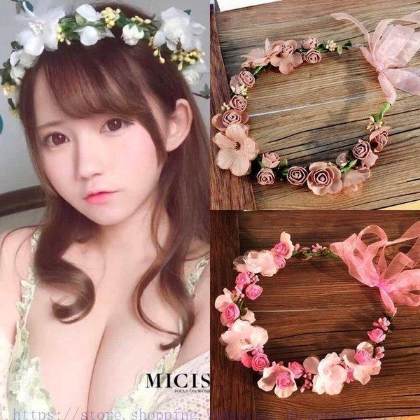 花冠ウェディングカチューシャ森ガールひまわり花かんむり安い髪飾りブライダル花輪フェス造花手作りビーチ旅行リゾート結婚式