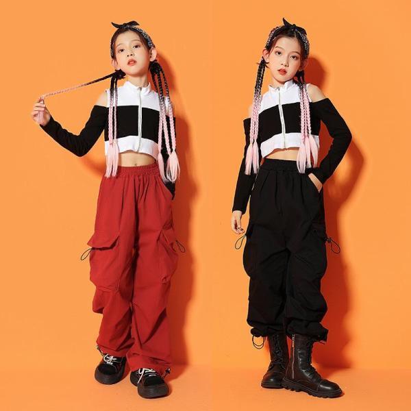 ダンス服装 体操服 JAZZ DANCE tシャツ スウェット キッズチアリーダー hiphop ヒップホップ 女の子 ステージ衣装 ダンスウェア 子供 応援団 運動会 甲子園 チアガール衣装 舞台演出服　おしゃれ　ストリート系　B系　K-...