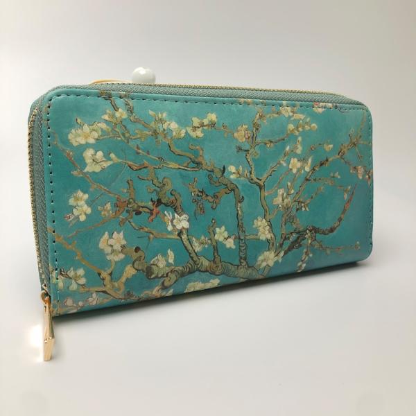 名画(洋画)長財布 木と花 絵画 大容量 薄い ギフト 小銭入れ 付き 誕生日 アート ロングウォレット 送料無料