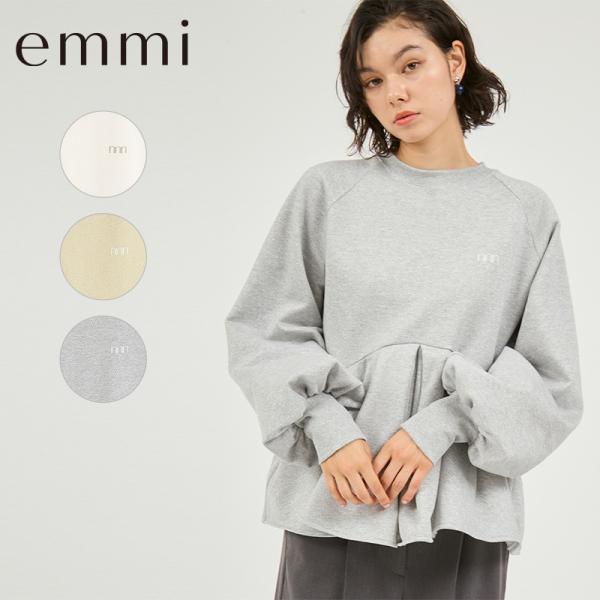 emmi atelier 裏起毛機能トップス プルオーバー emmi エミ ヨガウェア トップス ペプラムラメ裏毛プルオーバー