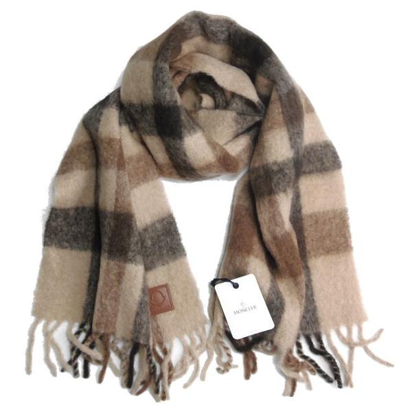 美品 MONCLER モンクレール モヘアアルパカ マフラー タータンチェック