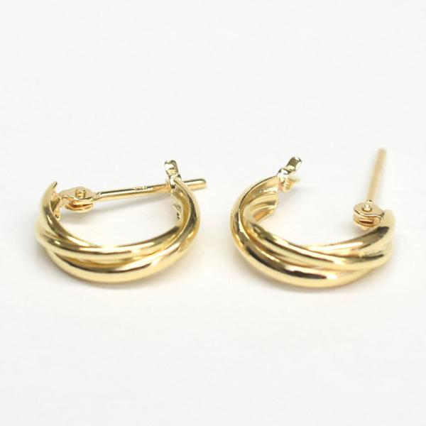 美品　18金　ループピアス　両耳セット 凛 RIN ピアス 18金 フープ レディース 18kコーティング リング