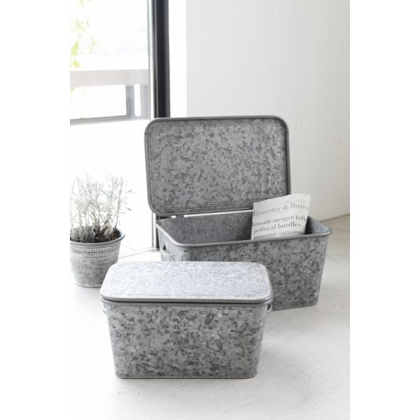 収納ボックス ブリキ ベージ スクエアボックス 2点セット 収納 小物