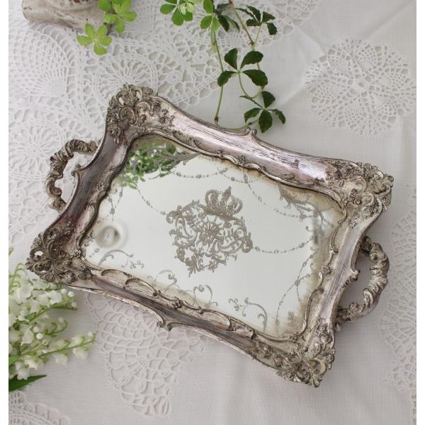 シャビーシックなクラウンミラートレー シルバーsv 王冠柄 ディスプレイトレイ アンティーク風 ミラートレイ シャビーシック 雑貨 姫系 フレンチカントリ Ei 124 Style Rococo 通販 Yahoo ショッピング