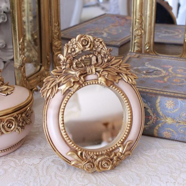 スタンドミラー 卓上ミラー ベルサイユ リボンローズ ミニミラー（147