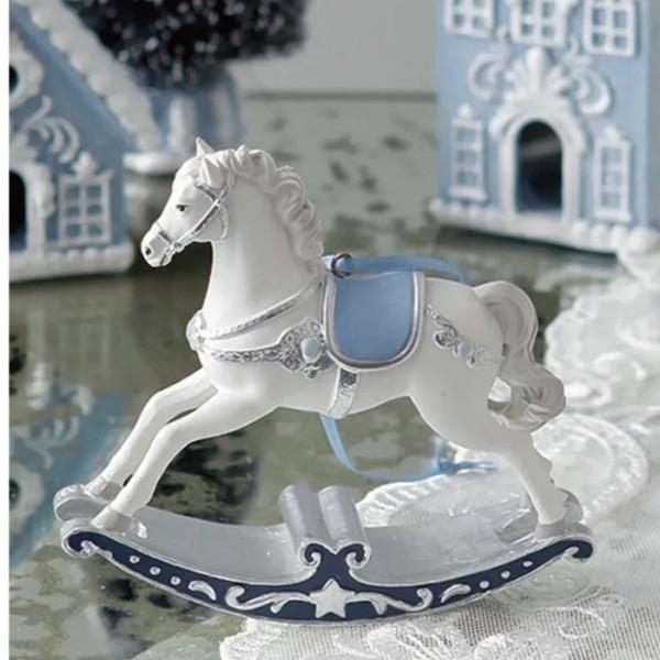 SALE20%OFF) クリスマス オーナメント ロッキングホース 馬 ブルー 壁