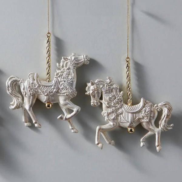 クリスマスオーナメント カルーセル ホース オーナメント 馬2個セット