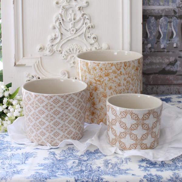 フラワーベース 陶器 フラワーポット 3個セット プランターカバー