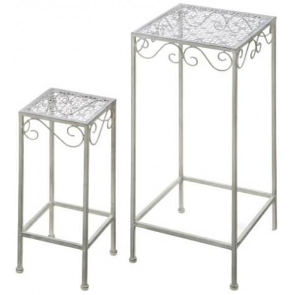 アイアンフラワースタンド2段花台タイルアンティークロココ調