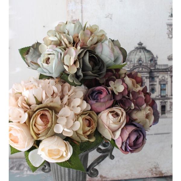アンティークカラー ローズブーケ アンティーク風 シック 大人カラー 薔薇 紫陽花 造花 シルクフラワー アーティフィシャルフラワー インテリアフラワー ブーケ Sr 9 Style Rococo 通販 Yahoo ショッピング