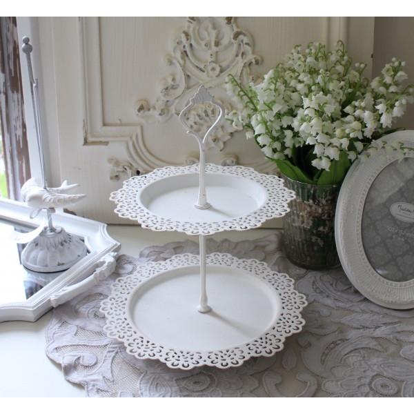 ホワイトアンティーク ブリキ２段プレート ケーキスタンド 組立式 可愛い シャビーシック シャビー アンティーク風 輸入雑貨 アンティーク 雑貨 姫系 おしゃれ Sr 272 Style Rococo 通販 Yahoo ショッピング