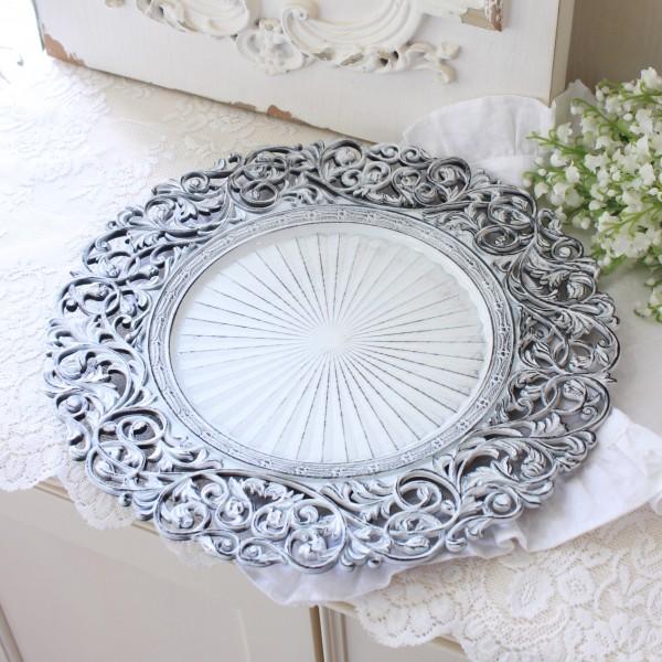 ラウンドトレー プレート トレイ トレー ホワイト バロック アンダー