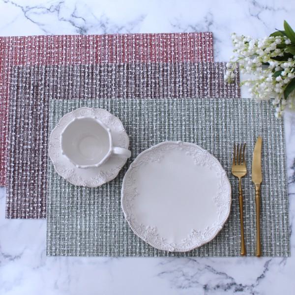 ランチョンマット PVC ツイード プレースマット おしゃれ レッド