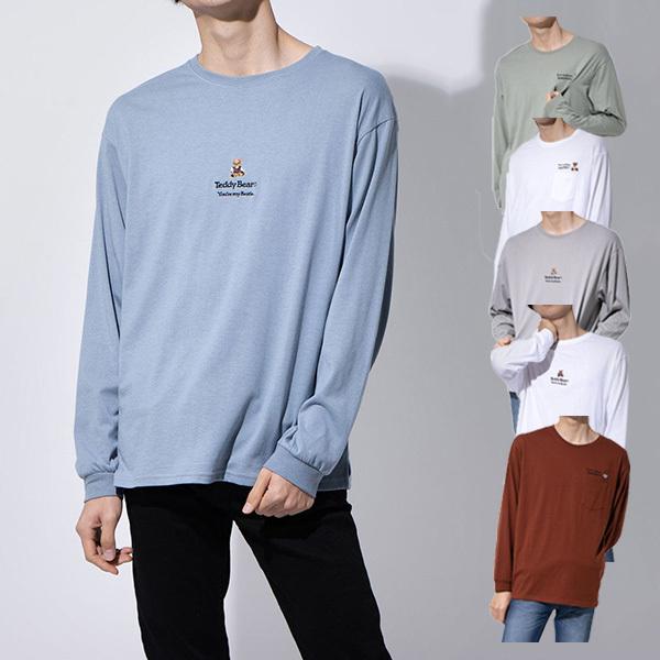 カットソー ロンt Tシャツ 白 長袖 おしゃれ 刺繍 ロゴ テディベア クルーネック 丸首 トップス ユニセックス メンズ Sb 0421 703 メンズファッション Styleblockmen 通販 Yahoo ショッピング