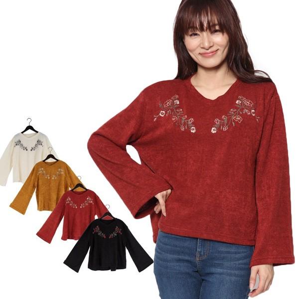 カットソー Tシャツ 春夏 長袖 17 新作 長袖 フレアスリーブ 刺繍 花柄 プルオーバー トップス レディース Sb メンズ ファッション Styleblockmen 通販 Yahoo ショッピング