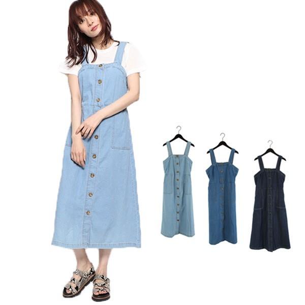 ワンピース フレアワンピース Aライン デニムワンピース ダンガリー ミモレ丈 ロング丈 コットン100 レディース Sb メンズファッション Styleblockmen 通販 Yahoo ショッピング