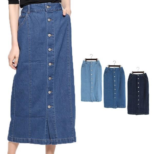 スカート 春夏 スカート デニムスカート タイトスカート ペンシル ロングスカート 前釦 コットン100 無地 ボトムス レディース Sb Styleblock スタイルブロック 通販 Yahoo ショッピング
