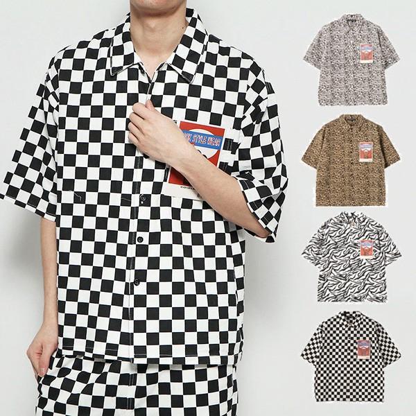 シャツ カジュアルシャツ メンズ ブッチャーシャツ 半袖 おしゃれ 総柄 柄シャツ 夏 半袖 5分袖 市松 レオパード ゼブラ セットアップ トップス Sb メンズファッション Styleblockmen 通販 Yahoo ショッピング