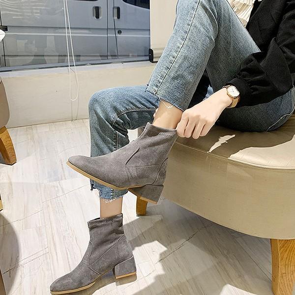 ブーツ ショートブーツ 太ヒール ローヒール 5cmヒール スエード調 合皮 シンプル シューズ 靴 レディース Sb 5248c パーティードレス Style Block 通販 Yahoo ショッピング