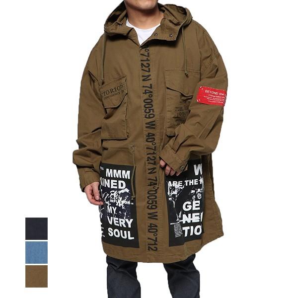 モッズコート メンズ ロング 黒 春 ミリタリーコート 薄手 デコレーション ロゴ フード付き アウター Sb Styleblock スタイルブロック 通販 Yahoo ショッピング