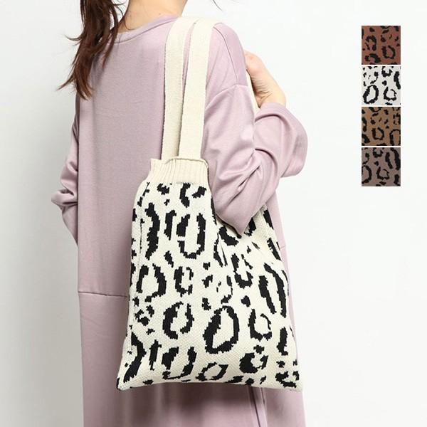 トートバッグ ニットバッグ トート 大きめ 通勤 軽量 レオパード ヒョウ柄 アニマル 鞄 バッグ レディース Sb Bag152 メンズファッション Styleblockmen 通販 Yahoo ショッピング