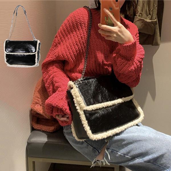 ショルダーバッグ チェーンバッグ ボア 斜めがけ 大きめ Puレザー 革 無地 韓国 バッグ 鞄 レディース Sb Bag326large メンズファッション Styleblockmen 通販 Yahoo ショッピング