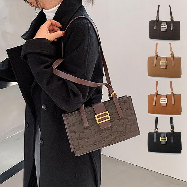 ショルダーバッグ スクエア 型押し クロコダイル 革 Puレザー 韓国 黒 バッグ 鞄 レディース Sb Bag357 メンズファッション Styleblockmen 通販 Yahoo ショッピング
