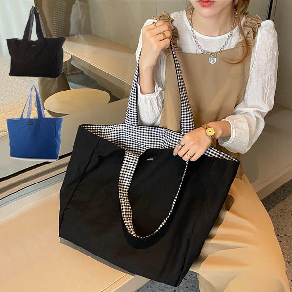 トートバッグ キャンバス 大きい 帆布 無地 ギンガム リバーシブル 2way マザーバッグ 大容量 旅行用 韓国 バッグ 鞄 レディース Sb Bag394 Styleblock スタイルブロック 通販 Yahoo ショッピング