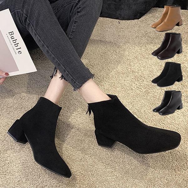 ブーツ ショート 冬 裏起毛 防寒 ミドル 暖かい スクエアトゥ 太ヒール チャンキーヒール Puレザー 合成皮革 シューズ 靴 レディース Sb Boots111 パーティードレス Style Block 通販 Yahoo ショッピング