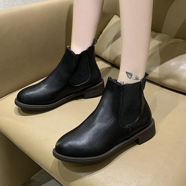 ブーツ ショートブーツ サイドゴア ローヒール Puレザー 革 黒 靴 シューズ レディース Sb Boots126 メンズファッション Styleblockmen 通販 Yahoo ショッピング